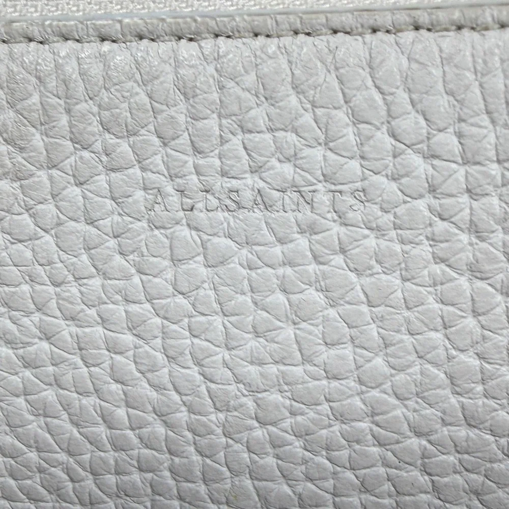 All Saints Chalk White Kita Pebbled Leather Hobo Shoulder Bag W/Pouch Minimalist